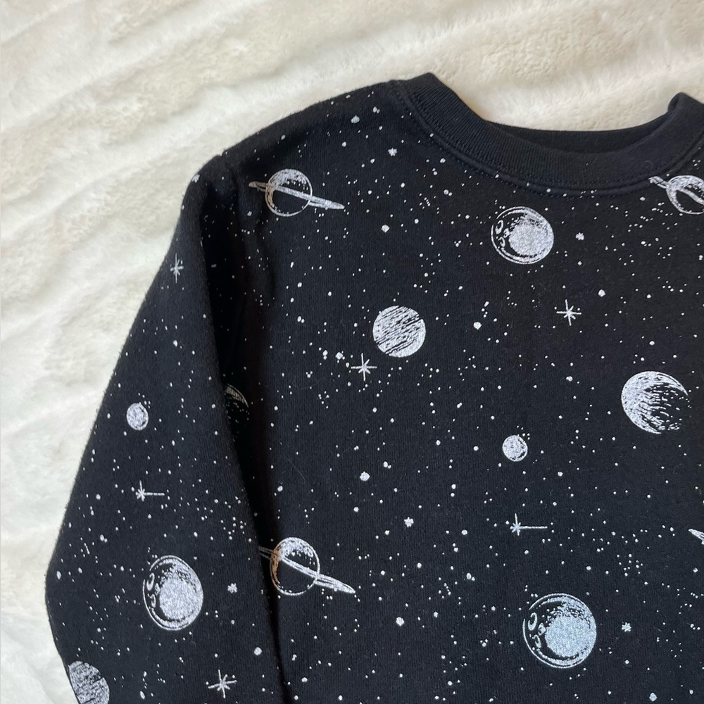 Toddler 3T Space Planets Celestical Black White Fall Winter Unisex Sweatshirt